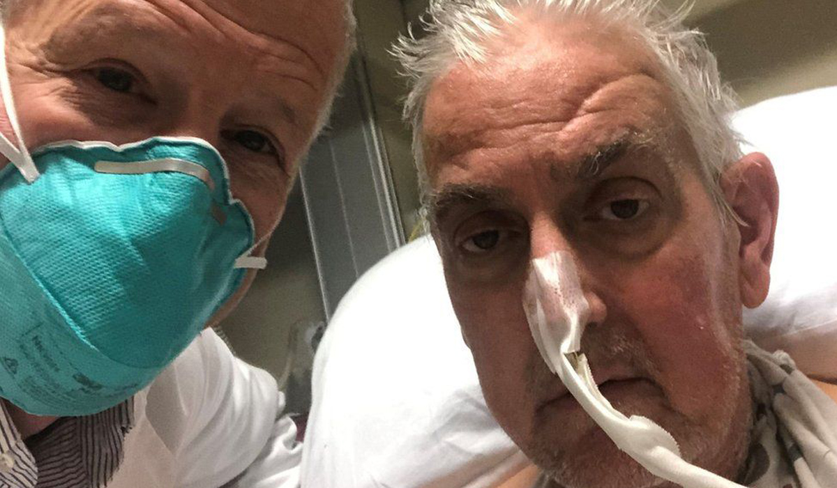 Surgeon Bartley P Griffith pictured with David Bennett earlier this month
